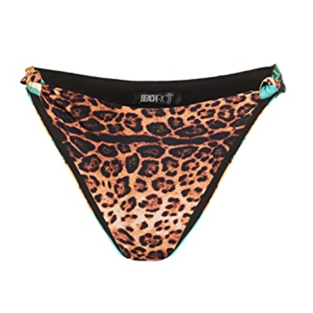 Beach Riot Knotty Bikini Bottoms in Banana Leopard